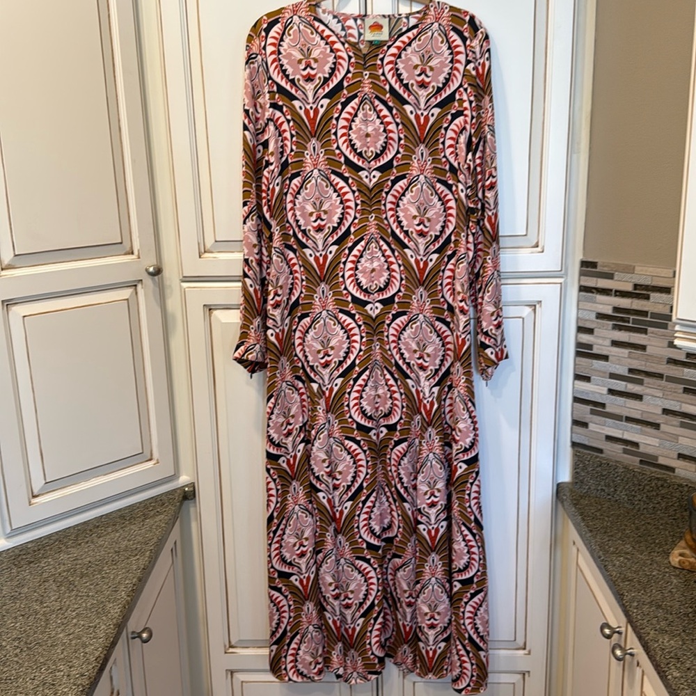 FARM Rio Pineapple Jewelry Long Sleeve Maxi Dress Women’s Large